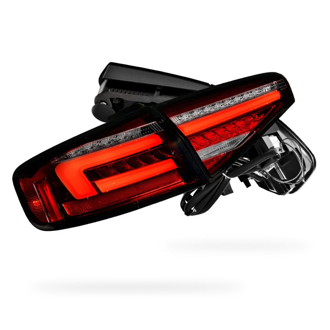 Audi S4 B8 (2012 - 2015) "Fits stock Halogen only" Clear Red Sequential 3D LED Stripe Tail Lights LH + RH