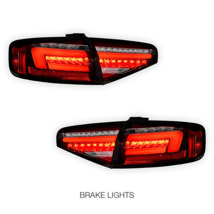 Audi S4 B8 (2012 - 2015) "Fits stock Halogen only" Clear Red Sequential 3D LED Stripe Tail Lights LH + RH