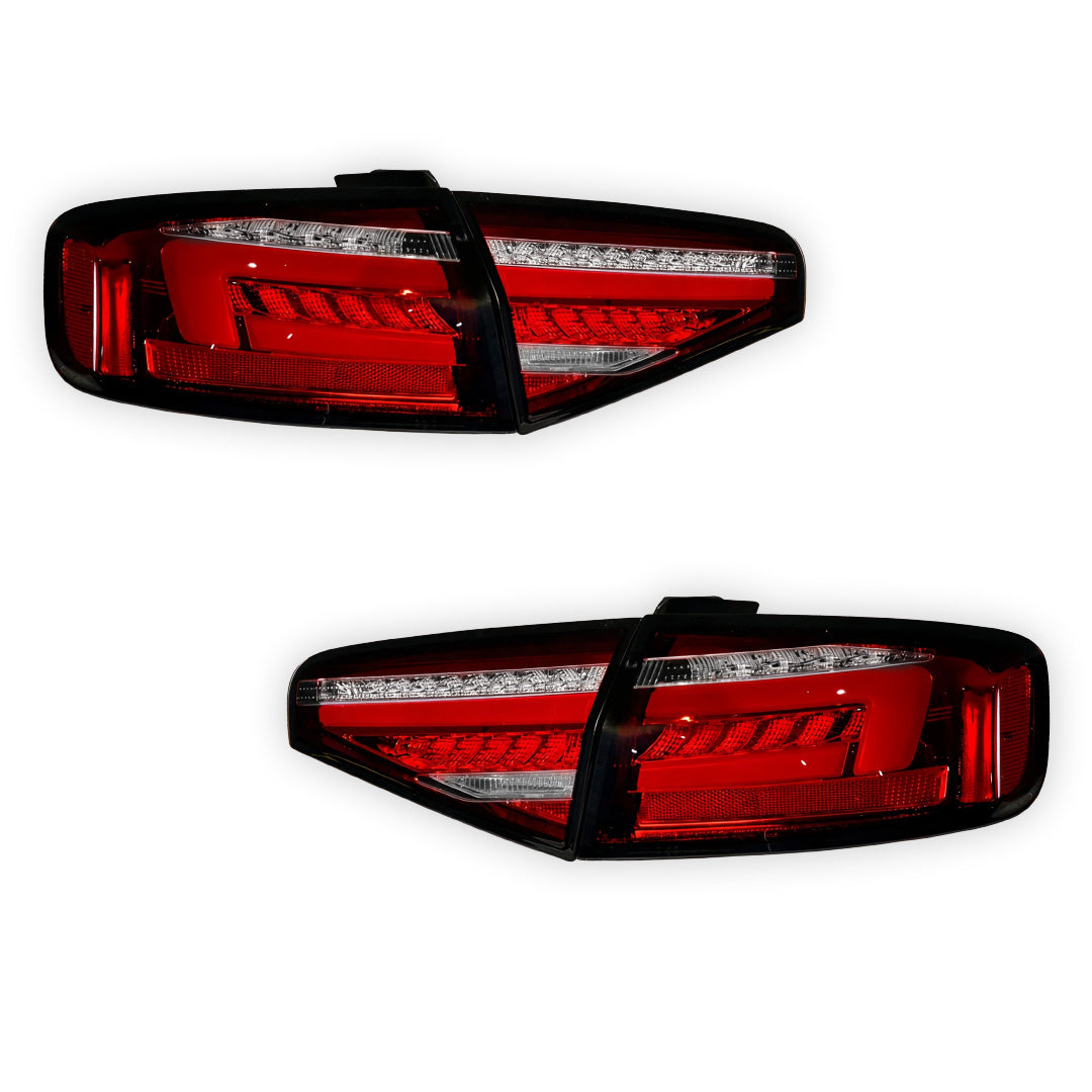 Audi S4 B8 (2012 - 2015) "Fits stock Halogen only" Clear Red Sequential 3D LED Stripe Tail Lights LH + RH