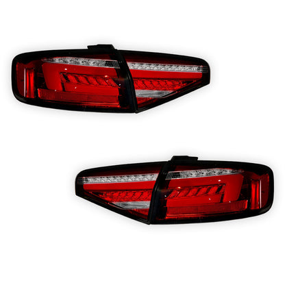 Audi S4 B8 (2012 - 2015) "Fits stock Halogen only" Clear Red Sequential 3D LED Stripe Tail Lights LH + RH