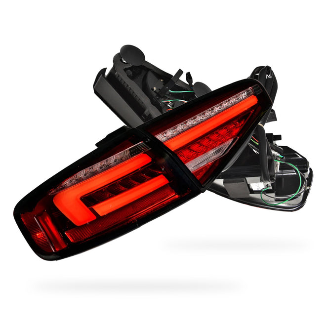 Audi S4 B8 (2012 - 2015) "Fits stock LED only" Clear Red Sequential 3D LED Stripe Tail Lights LH + RH