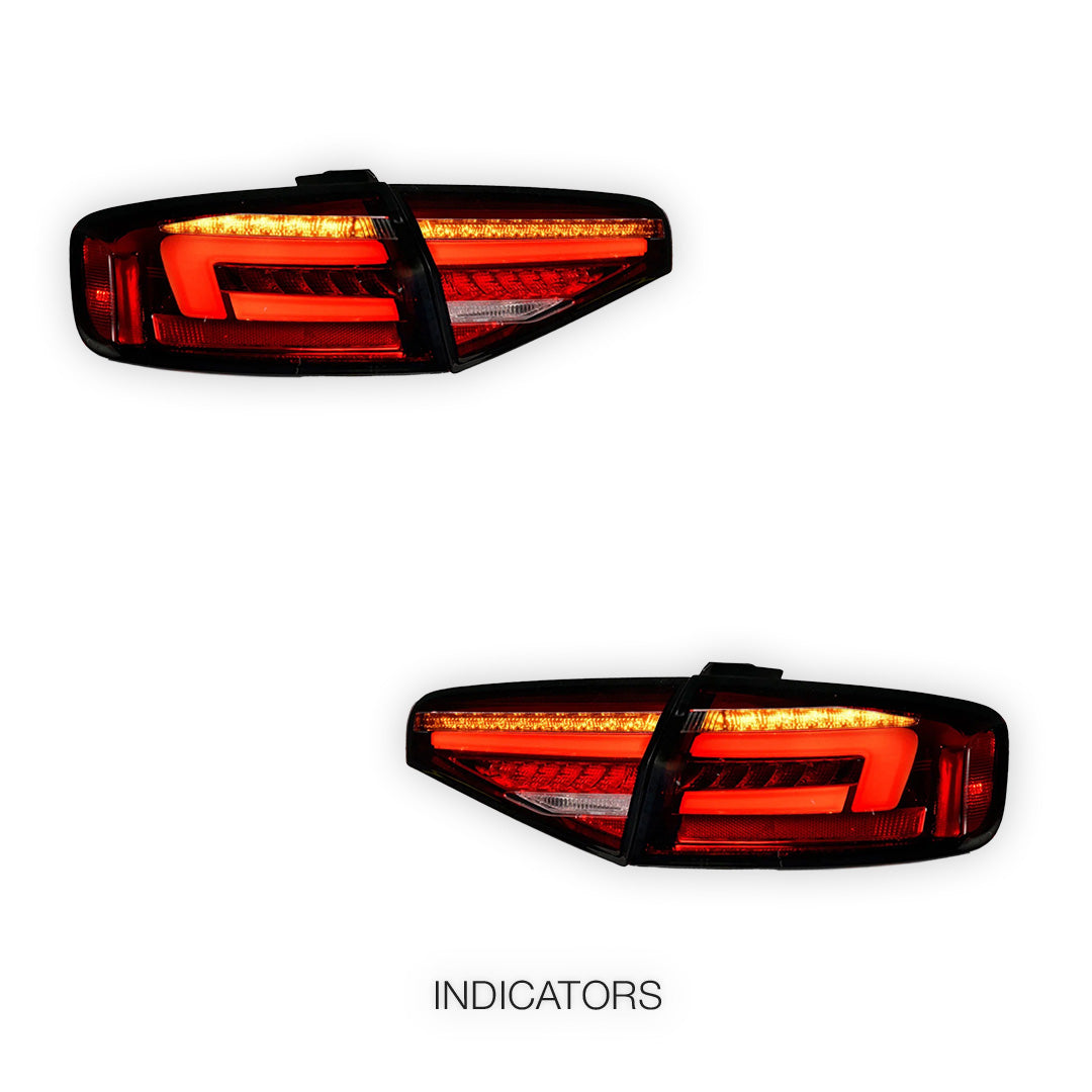 Audi S4 B8 (2012 - 2015) "Fits stock LED only" Clear Red Sequential 3D LED Stripe Tail Lights LH + RH