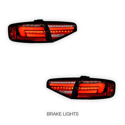 Audi S4 B8 (2012 - 2015) "Fits stock LED only" Clear Red Sequential 3D LED Stripe Tail Lights LH + RH