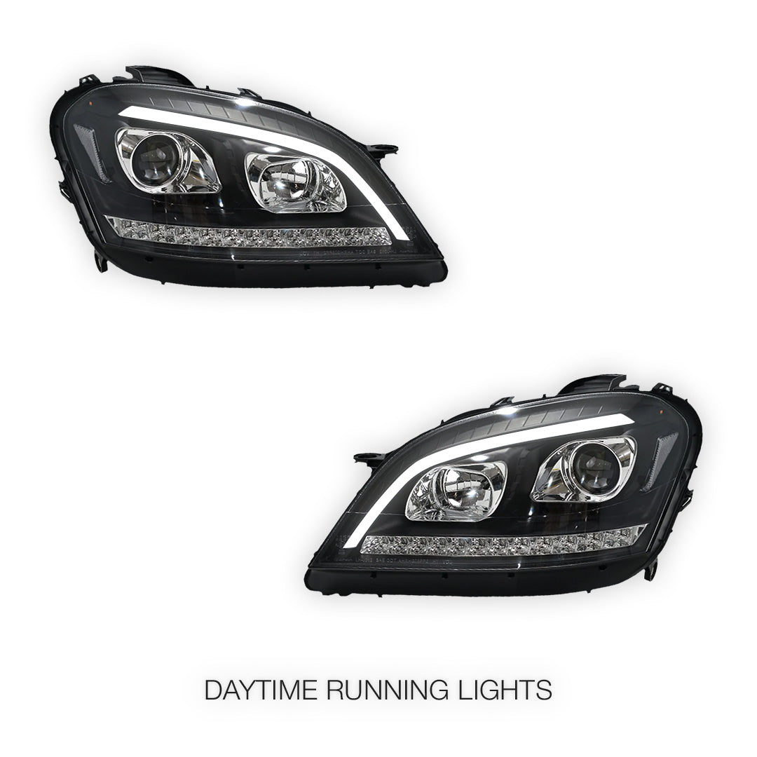 Mercedes-Benz M-Class W164 (2006 - 2008) DRL Projector Headlights with LED Sequential Indicators LH + RH