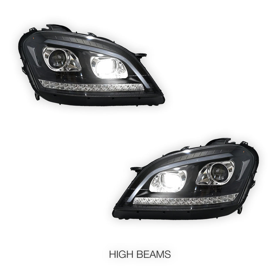 Mercedes-Benz M-Class W164 (2006 - 2008) DRL Projector Headlights with LED Sequential Indicators LH + RH