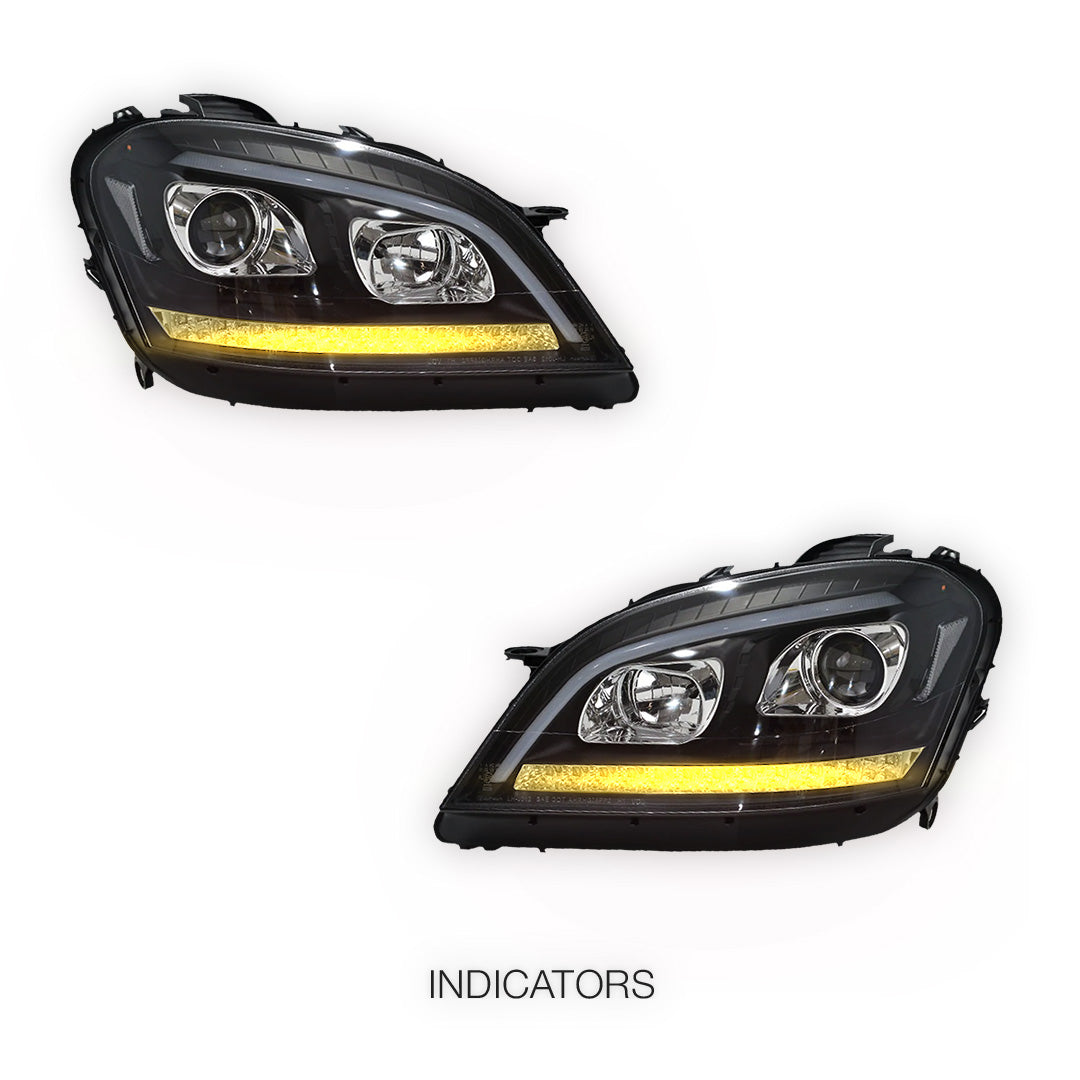 Mercedes-Benz M-Class W164 (2006 - 2008) DRL Projector Headlights with LED Sequential Indicators LH + RH