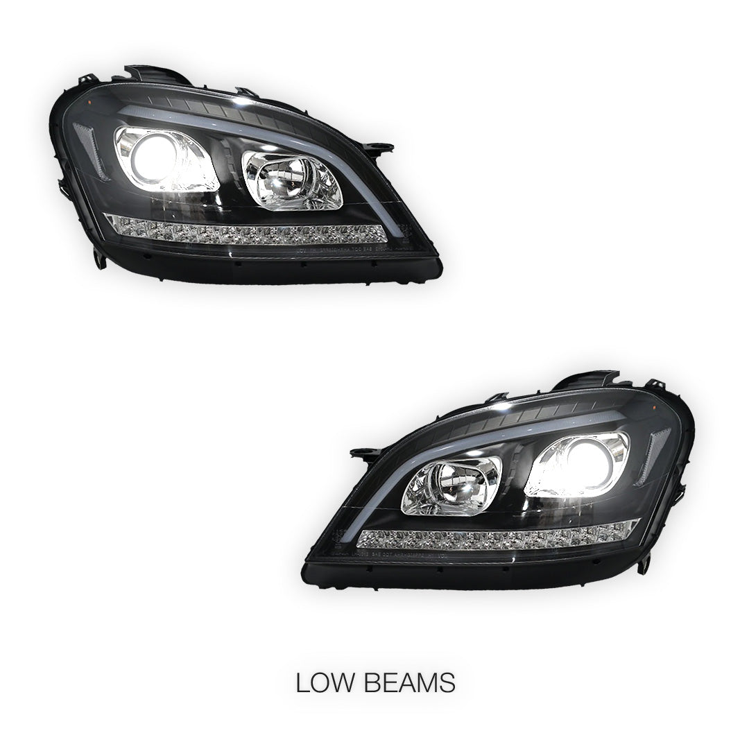 Mercedes-Benz M-Class W164 (2006 - 2008) DRL Projector Headlights with LED Sequential Indicators LH + RH