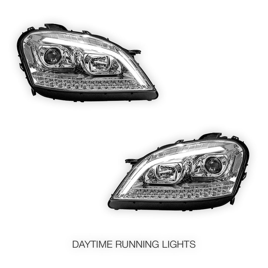Mercedes-Benz M-Class W164 (2006 - 2008) DRL Projector Headlights with LED Sequential Indicators LH + RH
