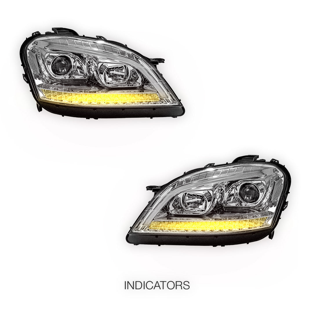 Mercedes-Benz M-Class W164 (2006 - 2008) DRL Projector Headlights with LED Sequential Indicators LH + RH