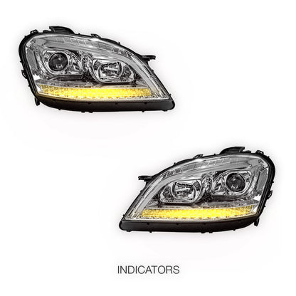 Mercedes-Benz M-Class W164 (2006 - 2008) DRL Projector Headlights with LED Sequential Indicators LH + RH