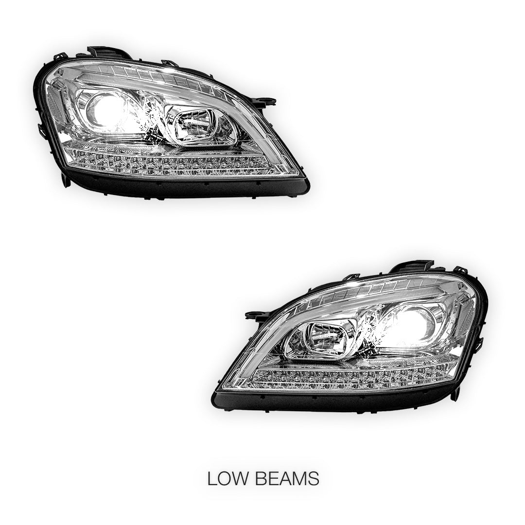 Mercedes-Benz M-Class W164 (2006 - 2008) DRL Projector Headlights with LED Sequential Indicators LH + RH
