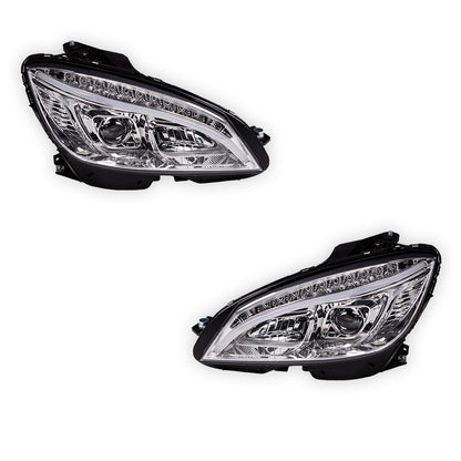 Mercedes-Benz C-Class W204 (2007- 2010) Halogen Model Crystal LED DRL Projector Headlights LH + RH