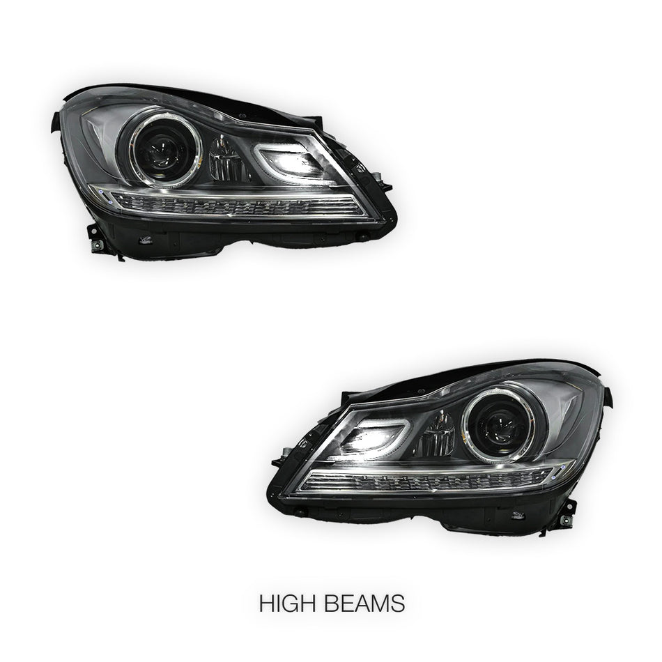 Mercedes-Benz C-Class W204 (2011- 2014) AMG C63 Style Full LED Projector & DRL Headlights LH + RH