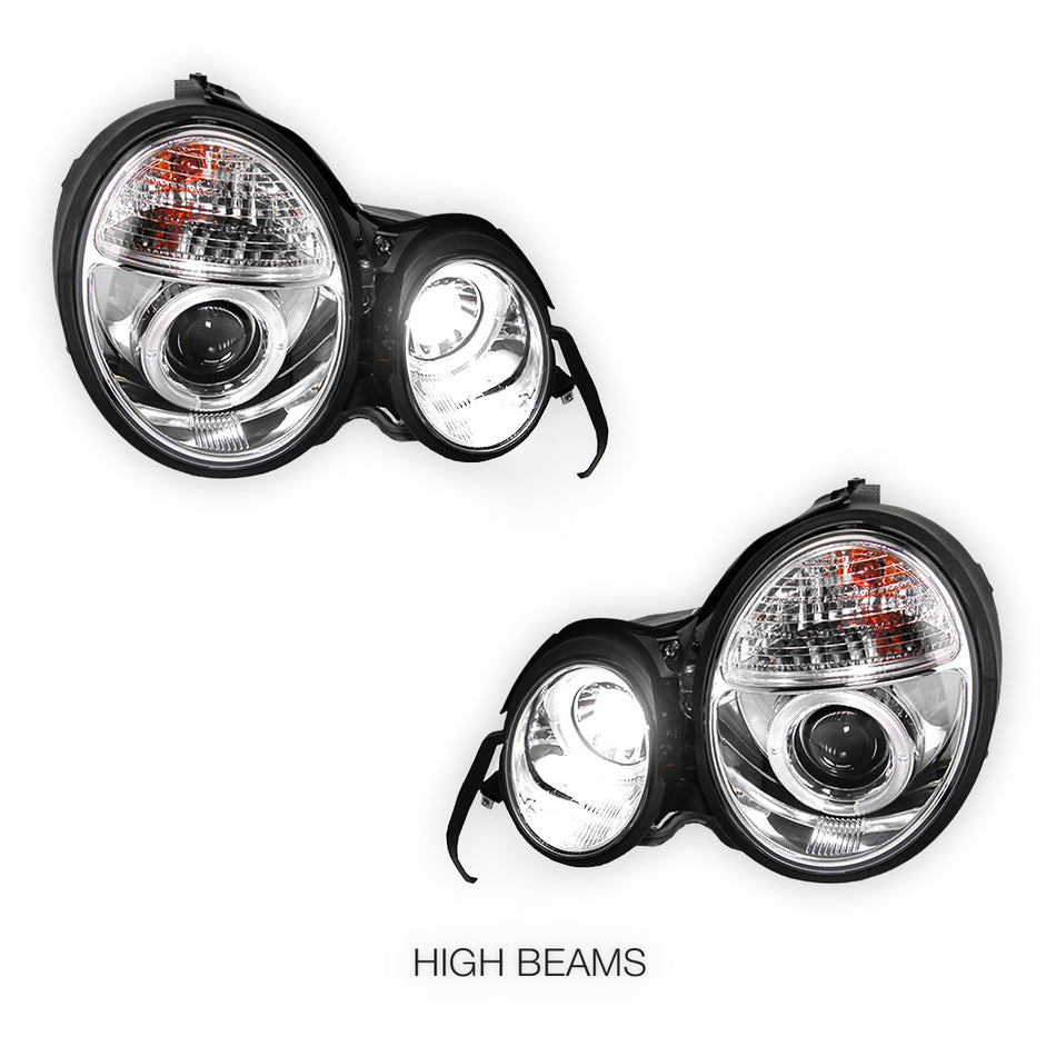 Mercedes-Benz E-Class W210 (1995 - 1999) Crystal Clear Projector Headlights LH + RH