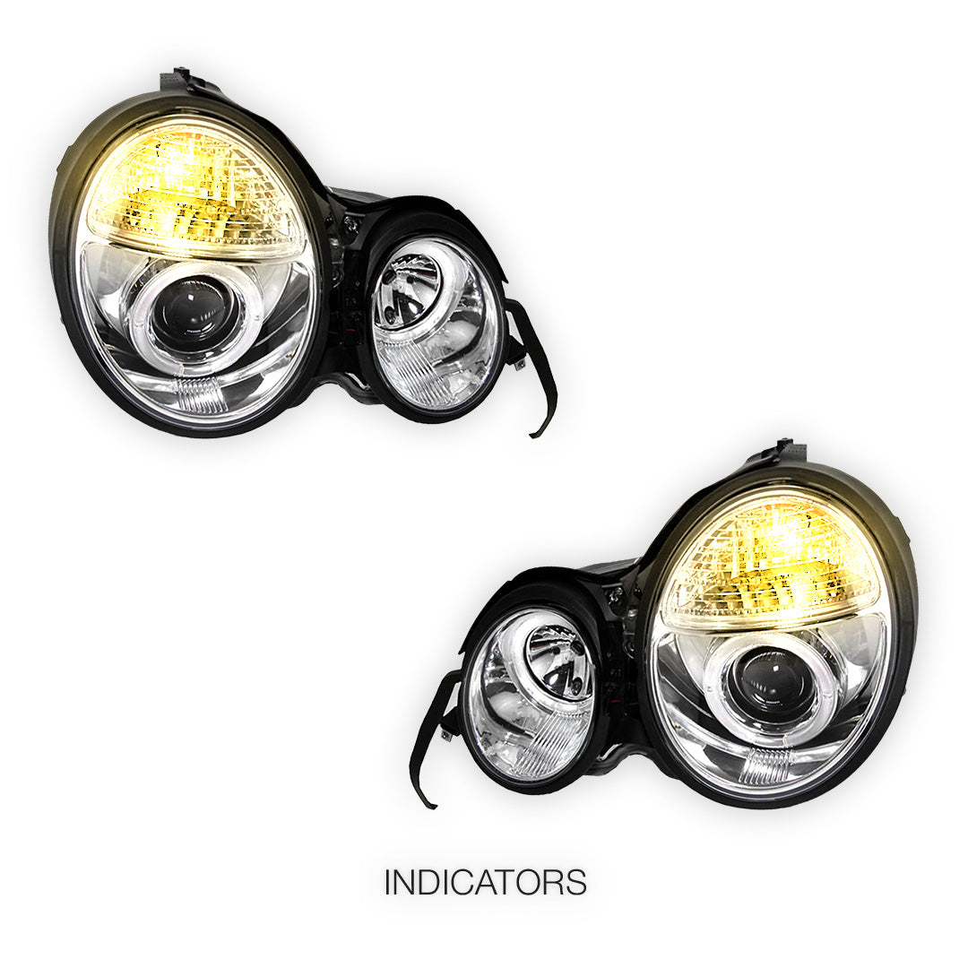 Mercedes-Benz E-Class W210 (1995 - 1999) Crystal Clear Projector Headlights LH + RH