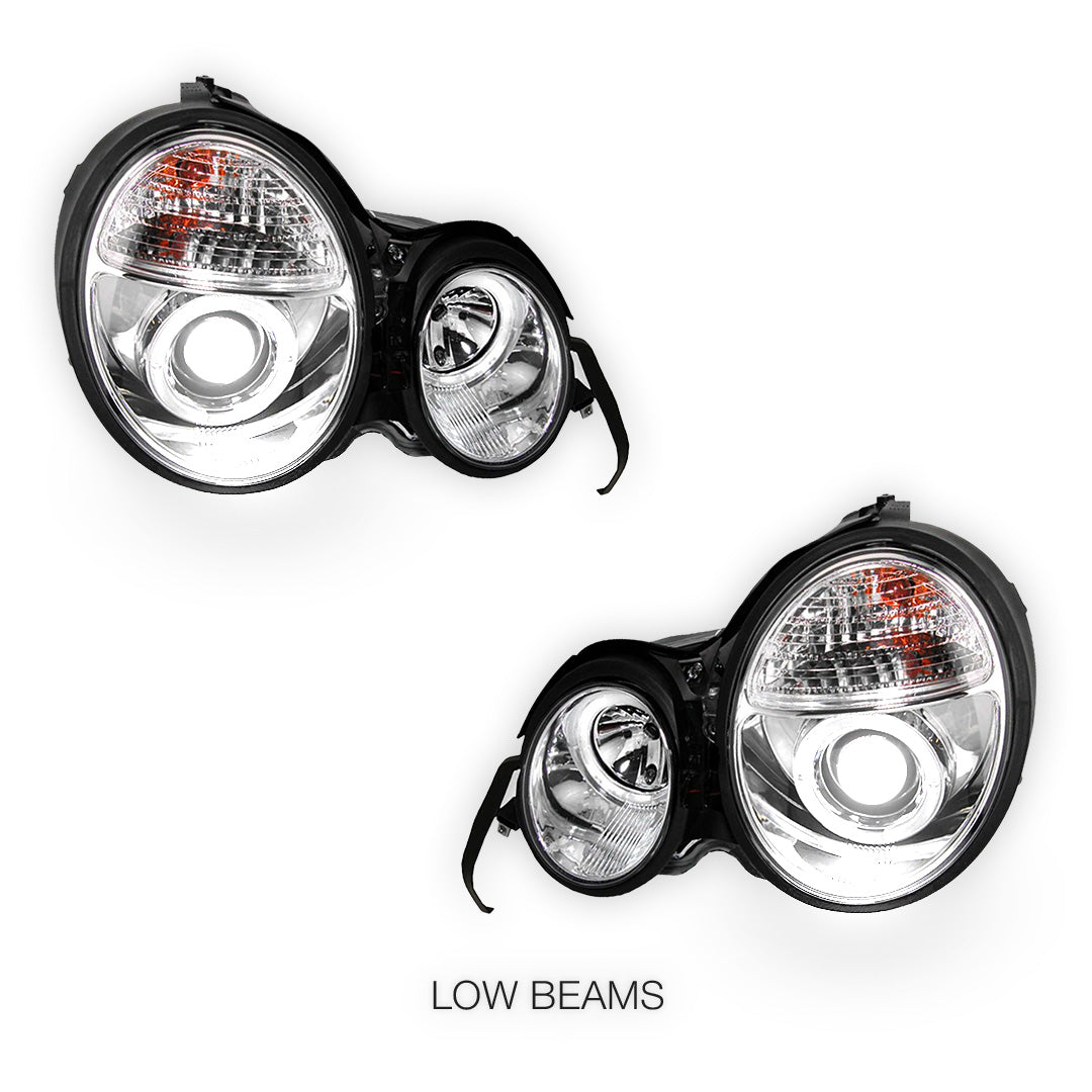 Mercedes-Benz E-Class W210 (1995 - 1999) Crystal Clear Projector Headlights LH + RH