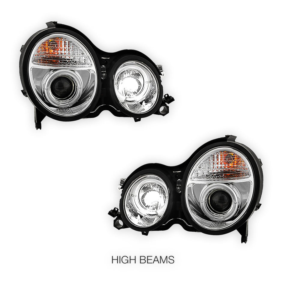 Mercedes-Benz E-Class W210 (2000 - 2002) Crystal Clear Projector Headlights LH + RH