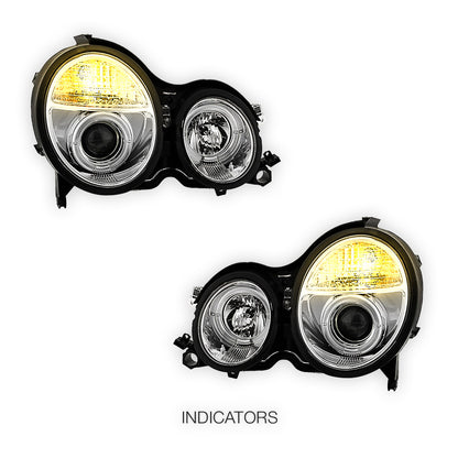 Mercedes-Benz E-Class W210 (2000 - 2002) Crystal Clear Projector Headlights LH + RH