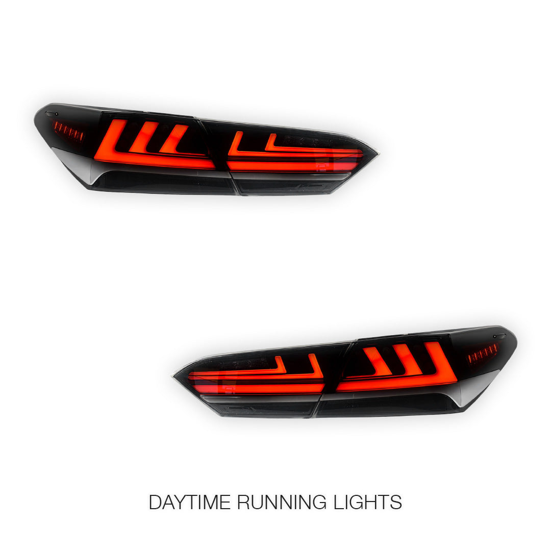 Toyota Camry XV70 (2018 - 2024) JDM Smoked Black Sequential 3D LED Stripe Bar Tail Lights LH + RH