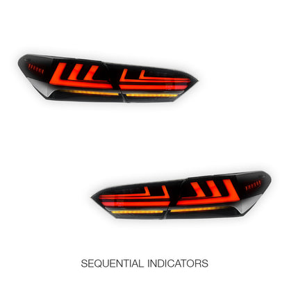 Toyota Camry XV70 (2018 - 2024) JDM Smoked Black Sequential 3D LED Stripe Bar Tail Lights LH + RH