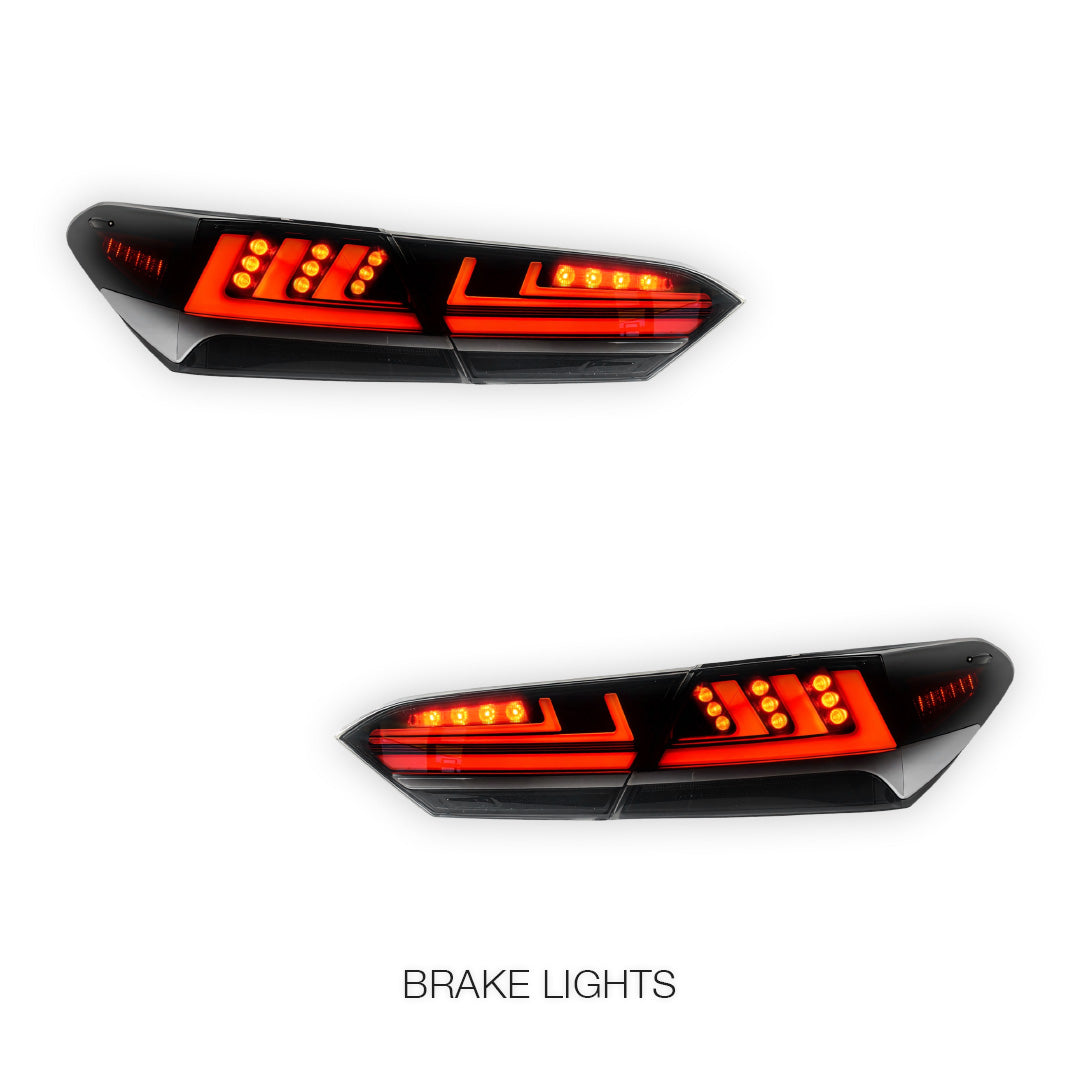 Toyota Camry XV70 (2018 - 2024) JDM Smoked Black Sequential 3D LED Stripe Bar Tail Lights LH + RH