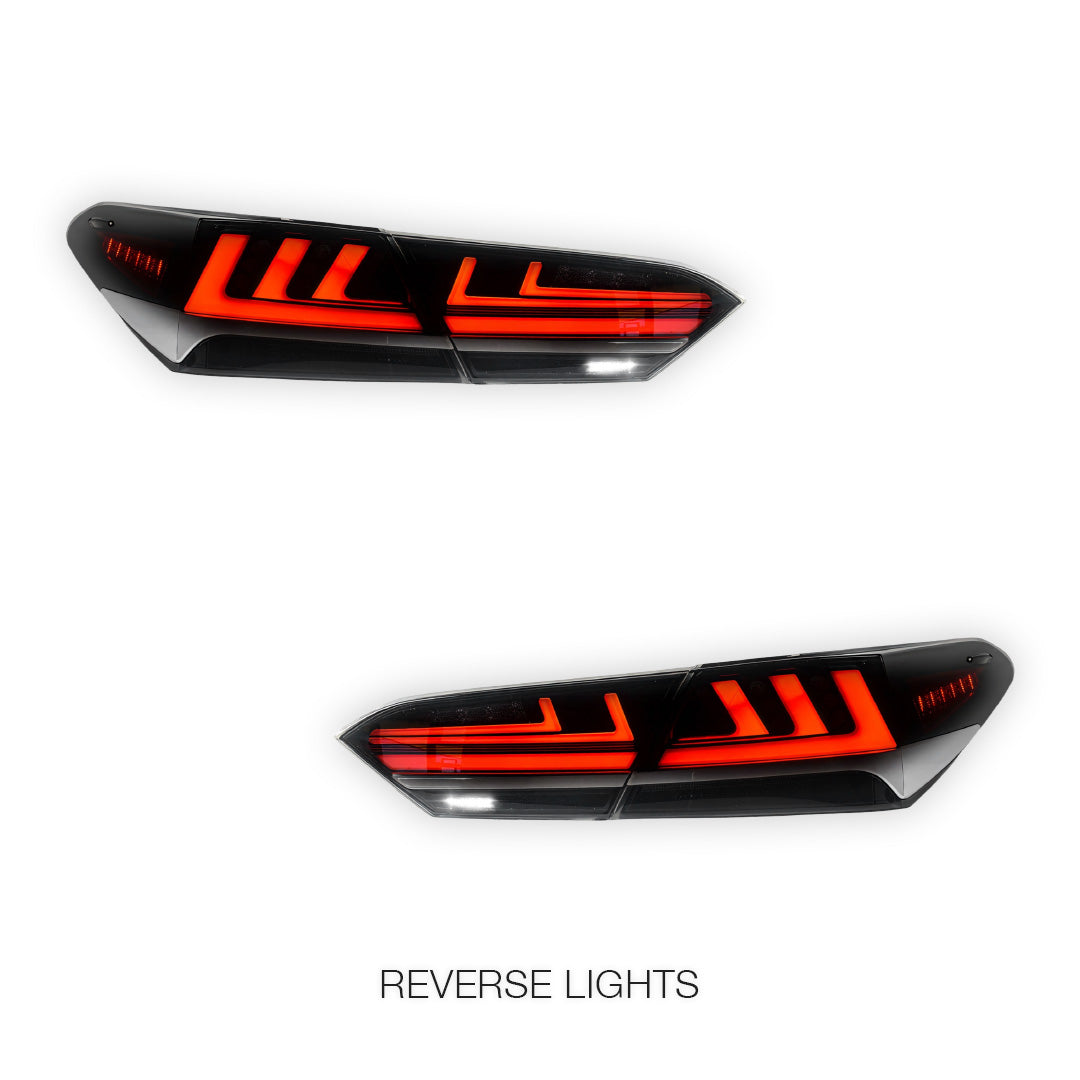 Toyota Camry XV70 (2018 - 2024) JDM Smoked Black Sequential 3D LED Stripe Bar Tail Lights LH + RH