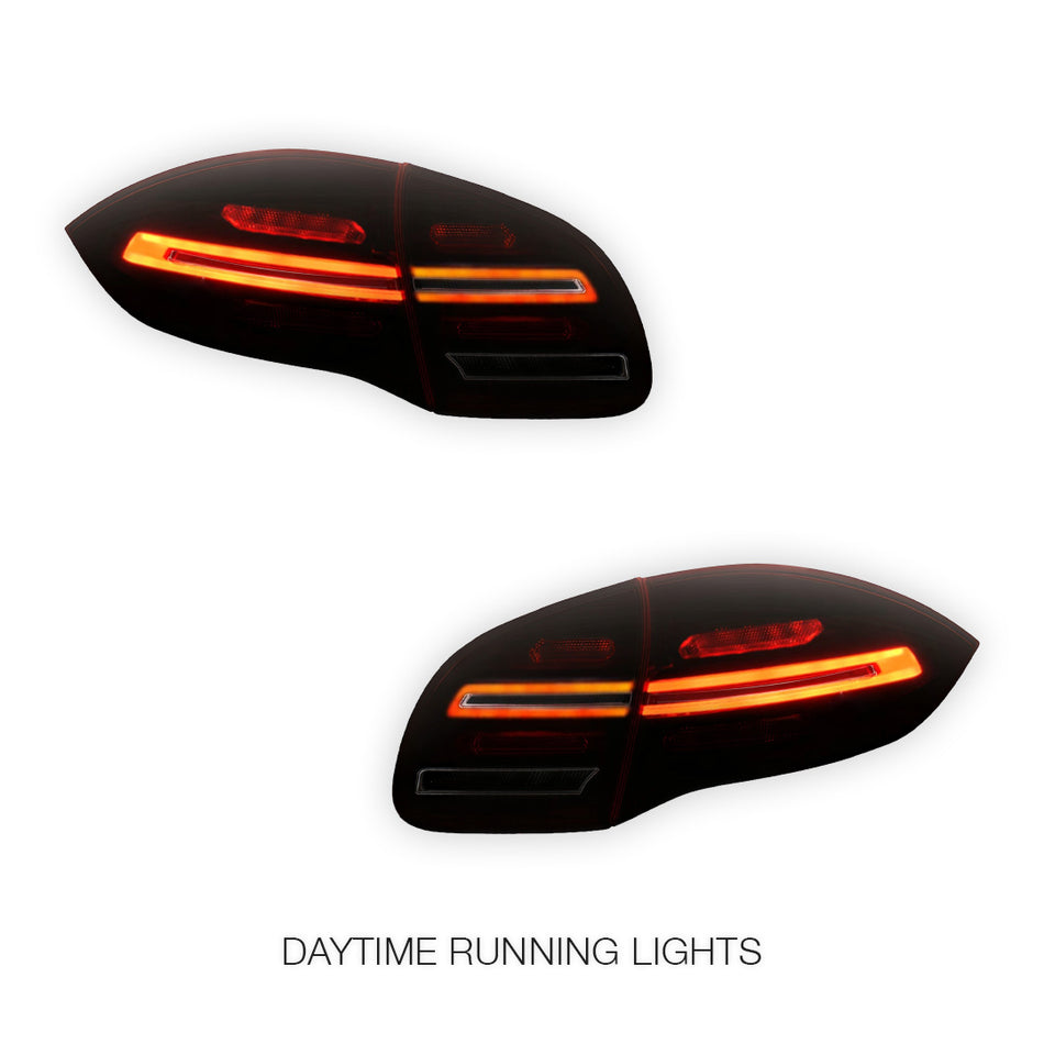 Porsche Cayenne 92A / 958 (2010 - 2014) Smoked Red Sequential 3D LED Stripe Bar Tail Lights LH + RH