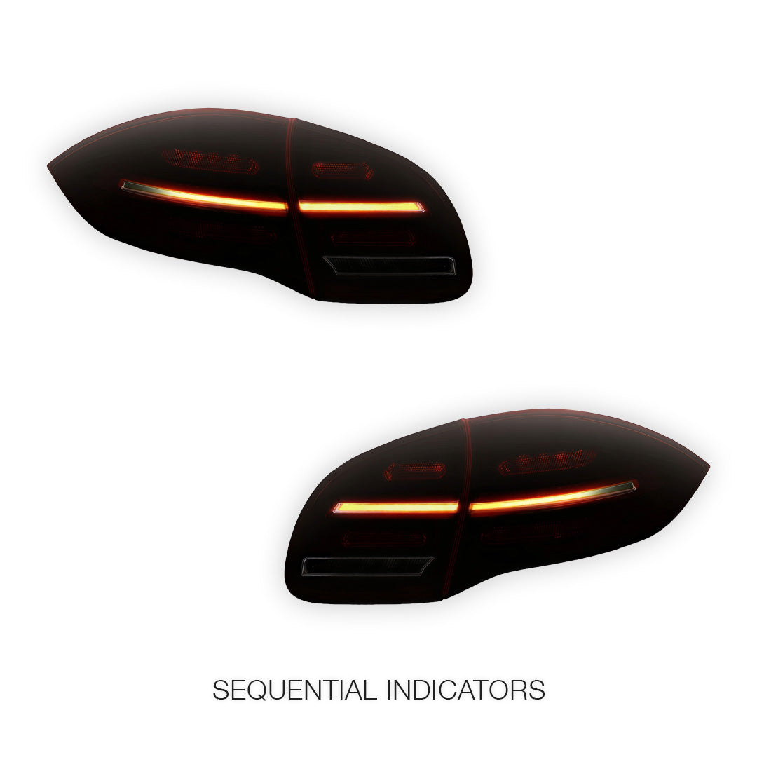 Porsche Cayenne 92A / 958 (2010 - 2014) Smoked Red Sequential 3D LED Stripe Bar Tail Lights LH + RH