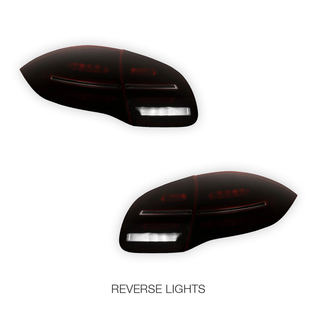 Porsche Cayenne 92A / 958 (2010 - 2014) Smoked Red Sequential 3D LED Stripe Bar Tail Lights LH + RH
