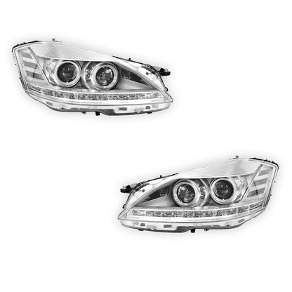 Mercedes-Benz S-Class W221 (2006 - 2009) S65 AMG Style DRL LED Projector Headlights with LED Indicators LH + RH