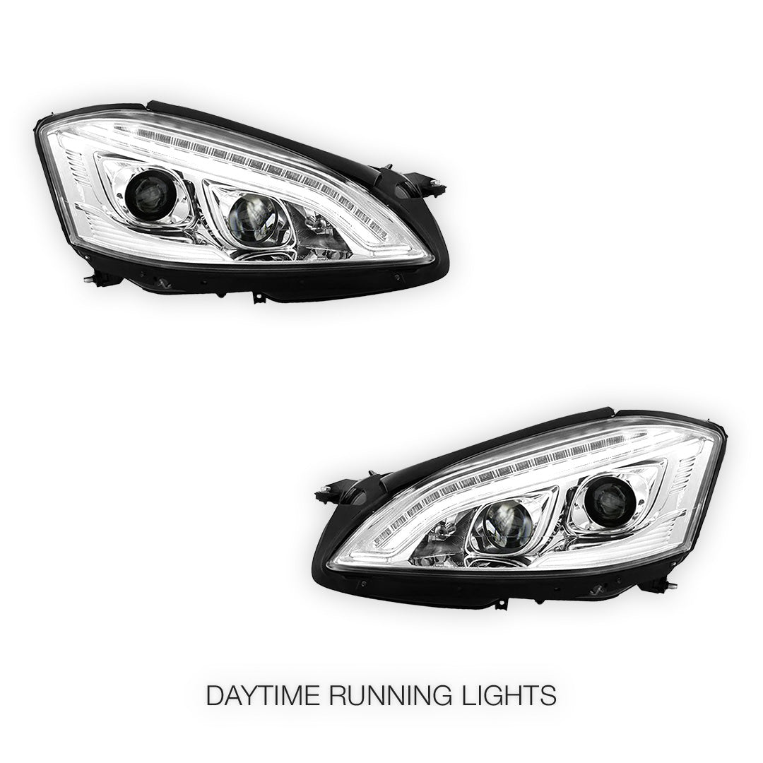 Mercedes-Benz S-Class W221 (2006 - 2009) S65 AMG Style DRL LED Projector Headlights with LED Indicators LH + RH