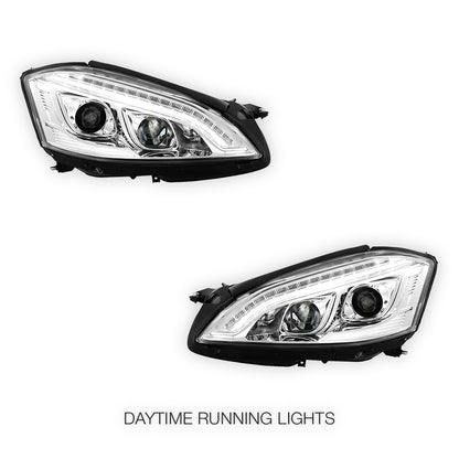 Mercedes-Benz S-Class W221 (2006 - 2009) S65 AMG Style DRL LED Projector Headlights with LED Indicators LH + RH