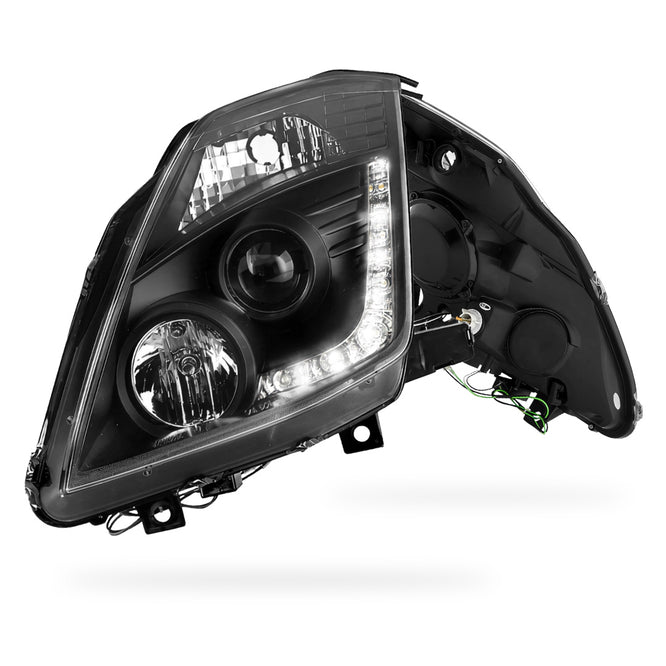 Nissan 350Z Z33 Series 2 (2006 - 2008) JDM Black LED DRL Projector Headlights LH + RH