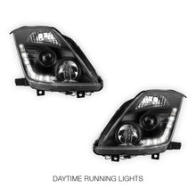 Nissan 350Z Z33 Series 2 (2006 - 2008) JDM Black LED DRL Projector Headlights LH + RH