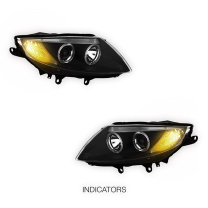 BMW Z4 E85 / E86 (2003 - 2008) HID Model Black CCFL Angel-Eyes Projector Headlights LH + RH