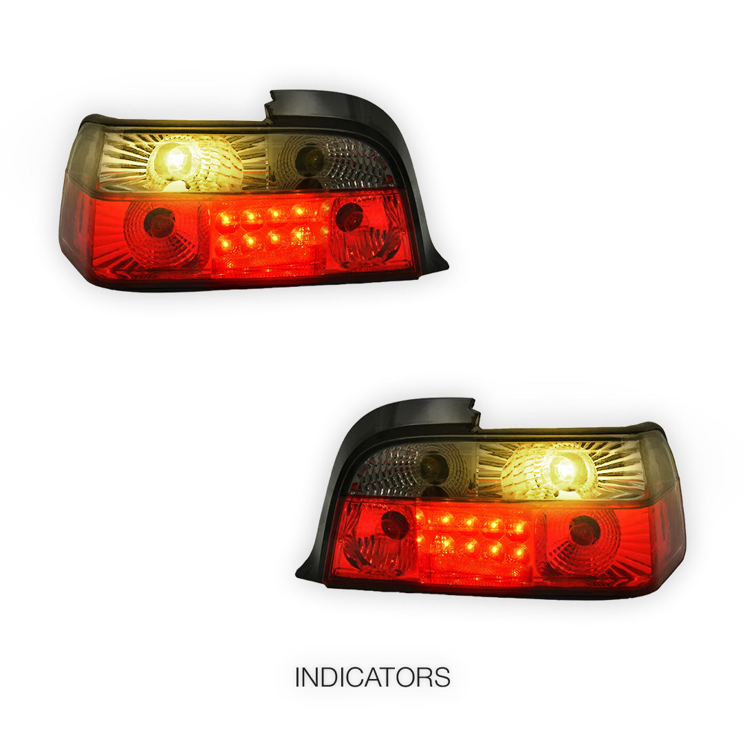 BMW 3 Series E36 (1991 - 1999) Smoked Red 3D LED Tail Lights LH + RH