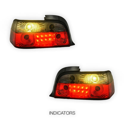 BMW 3 Series E36 (1991 - 1999) Smoked Red 3D LED Tail Lights LH + RH
