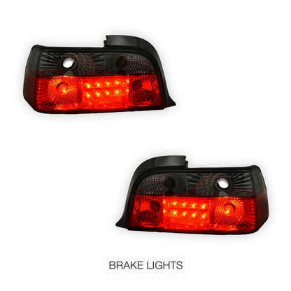 BMW 3 Series E36 (1991 - 1999) Smoked Red 3D LED Tail Lights LH + RH