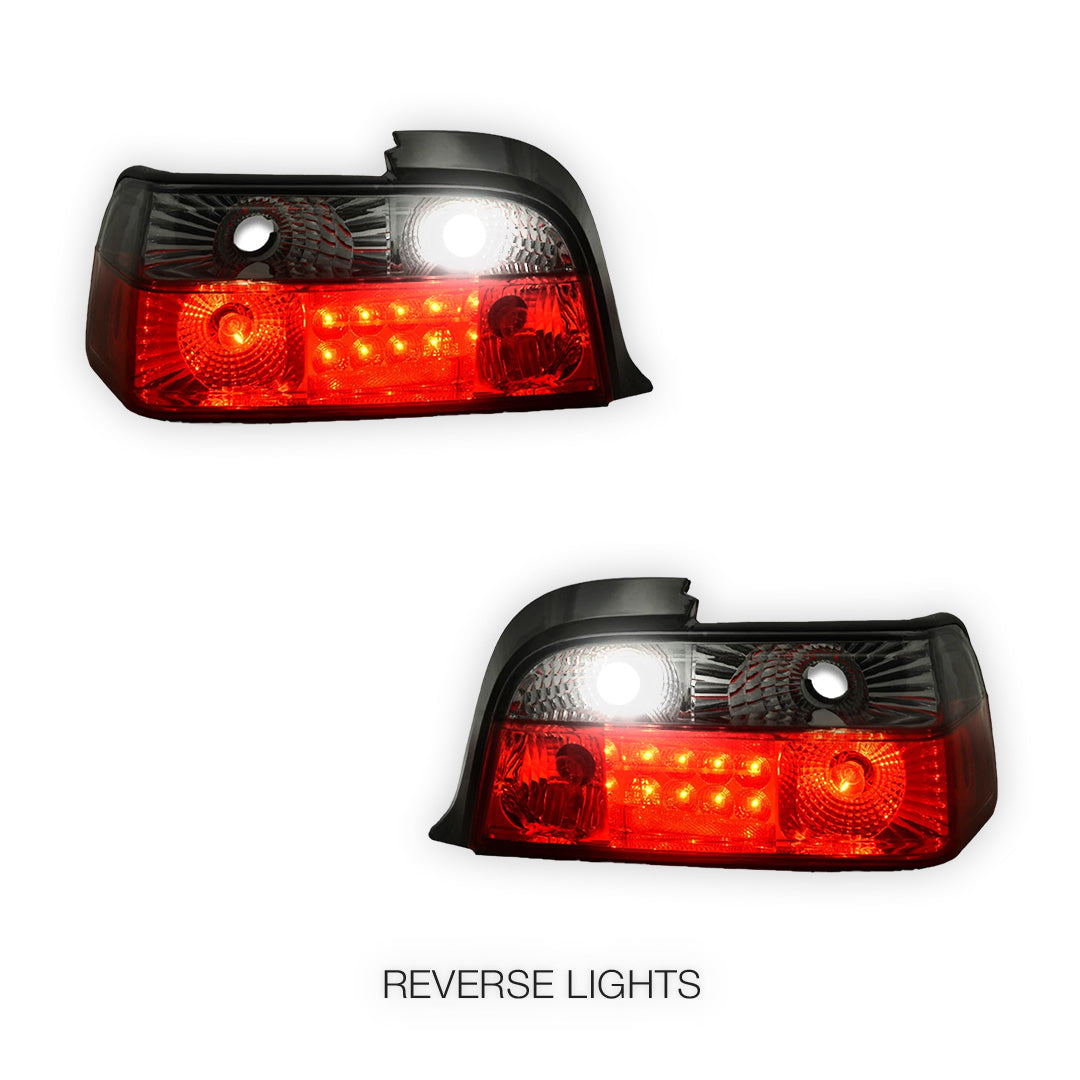 BMW 3 Series E36 (1991 - 1999) Smoked Red 3D LED Tail Lights LH + RH