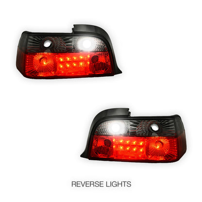 BMW 3 Series E36 (1991 - 1999) Smoked Red 3D LED Tail Lights LH + RH
