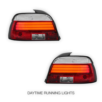 BMW 5 Series E39 (1995 - 2000) Clear Red 3D LED Stripe Bar Tail Lights LH + RH
