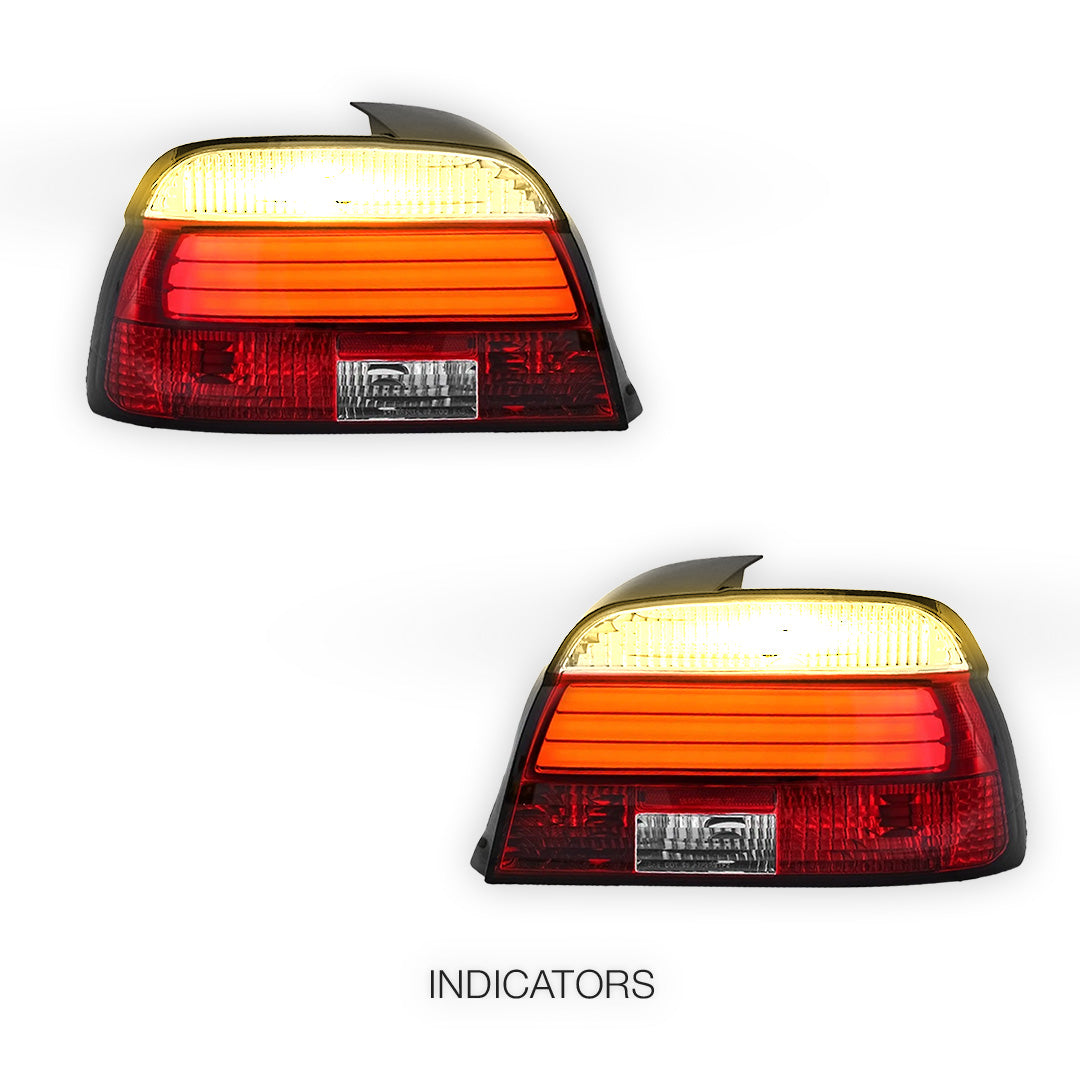 BMW 5 Series E39 (1995 - 2000) Clear Red 3D LED Stripe Bar Tail Lights LH + RH