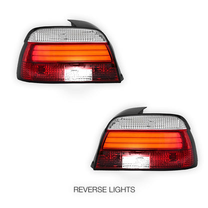 BMW 5 Series E39 (1995 - 2000) Clear Red 3D LED Stripe Bar Tail Lights LH + RH