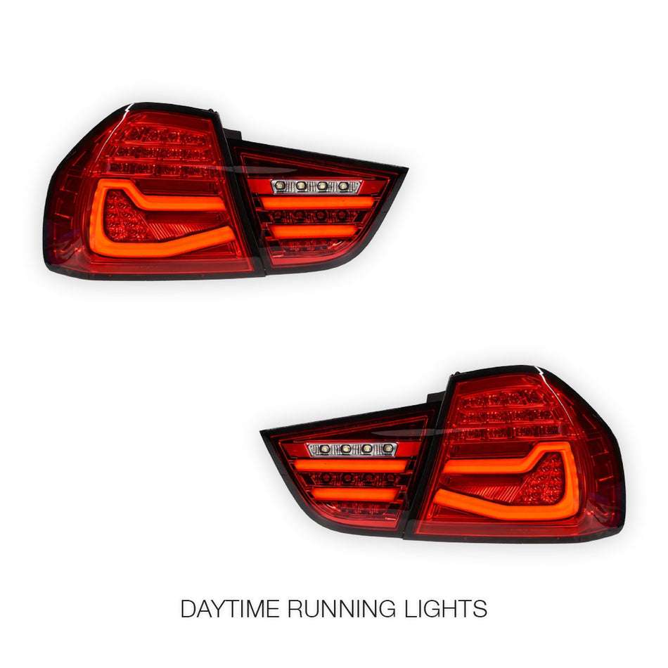BMW 3 Series E90 Pre LCI (2009 - 2011) Clear Red Sequential Full LED Tail Lights LH + RH
