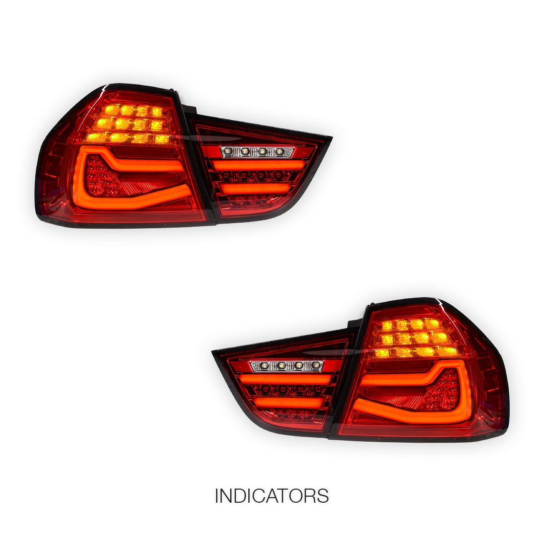 BMW 3 Series E90 Pre LCI (2009 - 2011) Clear Red Sequential Full LED Tail Lights LH + RH