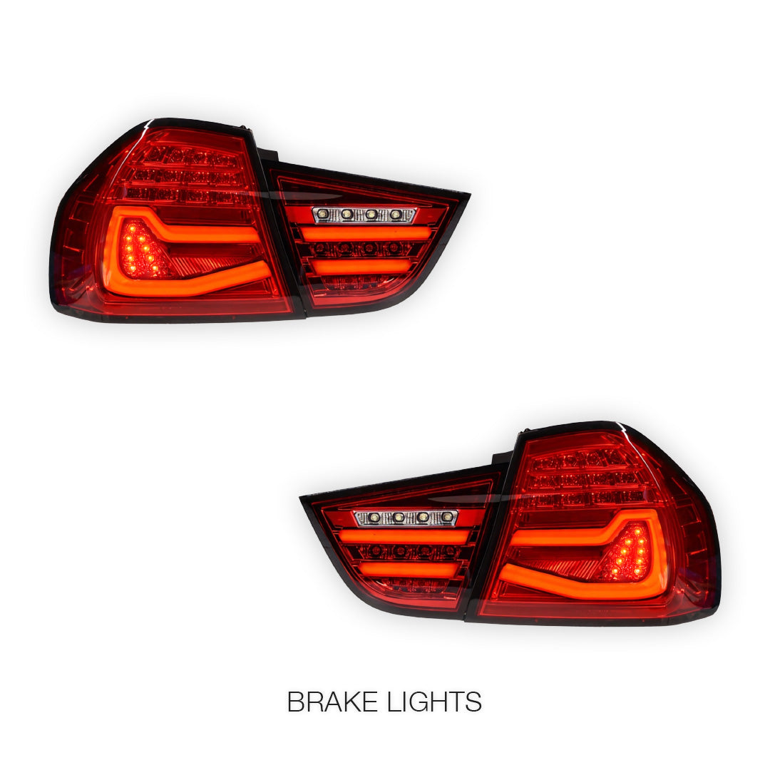 BMW 3 Series E90 Pre LCI (2009 - 2011) Clear Red Sequential Full LED Tail Lights LH + RH