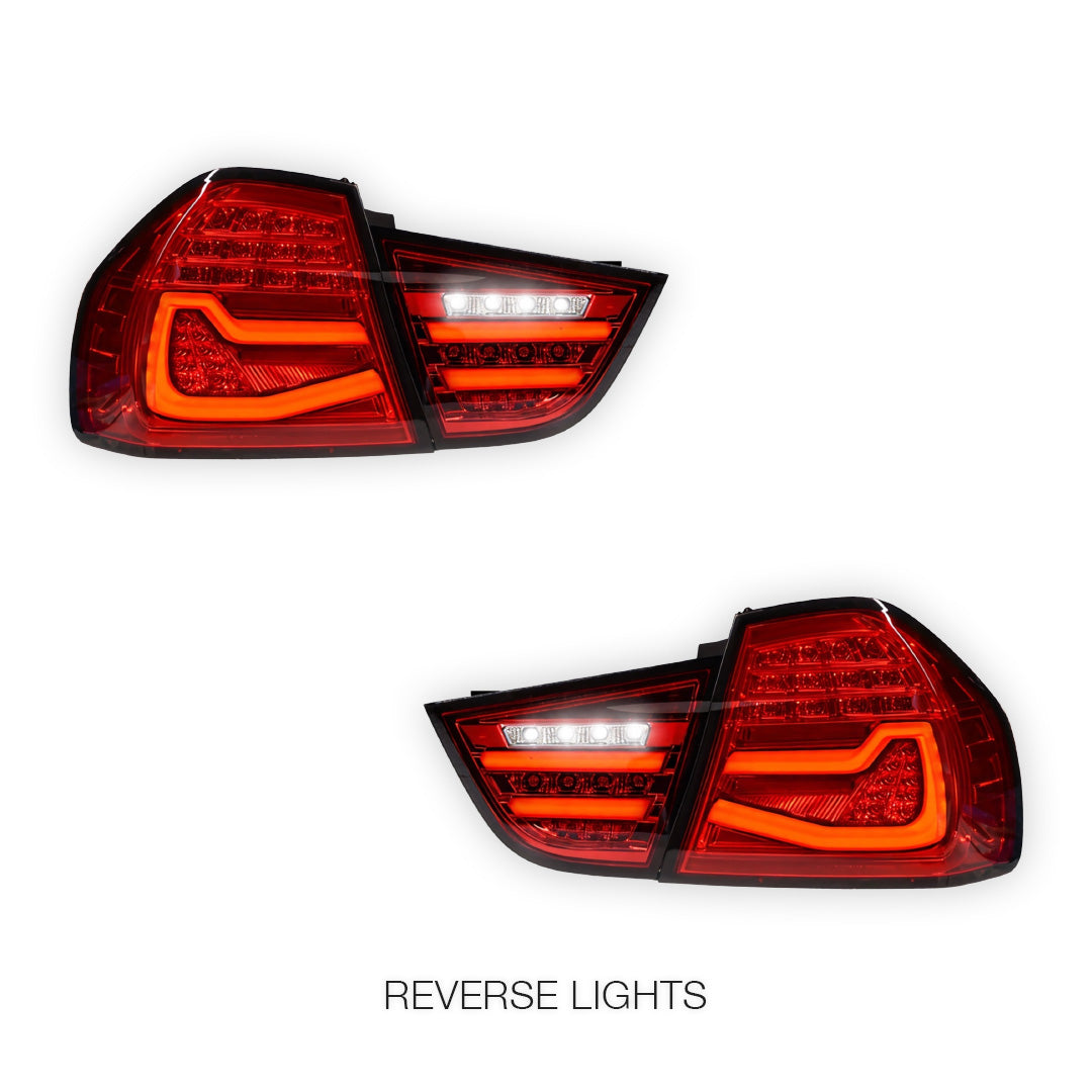 BMW 3 Series E90 Pre LCI (2009 - 2011) Clear Red Sequential Full LED Tail Lights LH + RH