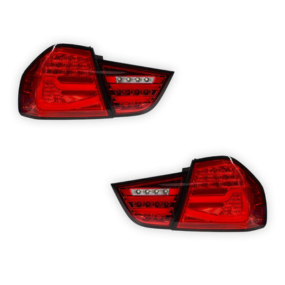 BMW 3 Series E90 Pre LCI (2009 - 2011) Clear Red Sequential Full LED Tail Lights LH + RH