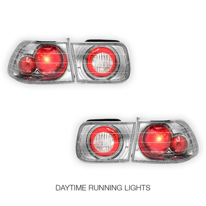 Honda Civic EK (1996 - 2000) Crystal Clear Altezza Halogen Tail Lights LH + RH