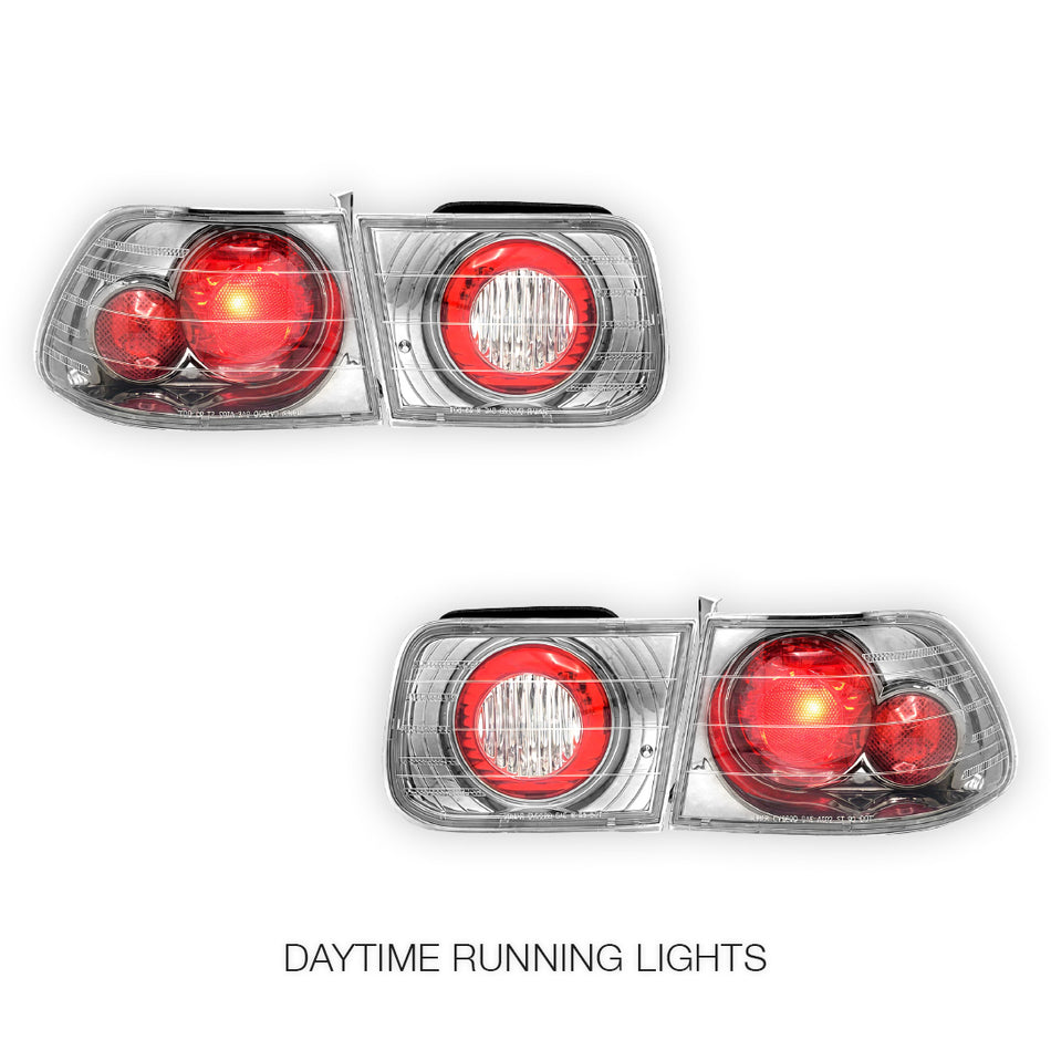 Honda Civic EK (1996 - 2000) Crystal Clear Altezza Halogen Tail Lights LH + RH